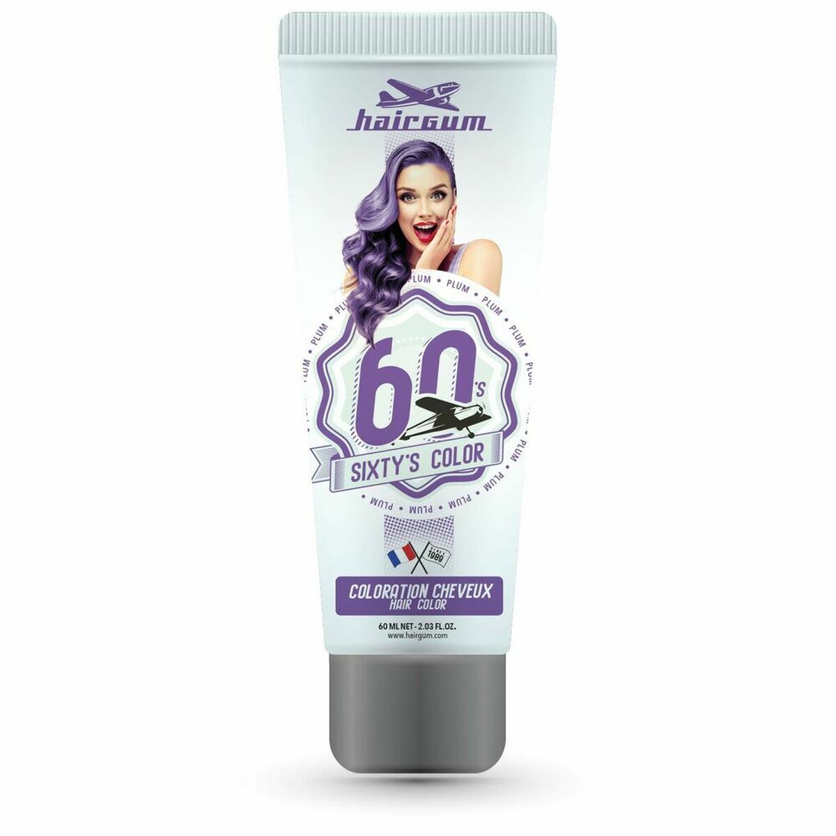 Semi-permanent Colourant Sixty's Color Plum (60 ml) - Hairgum Maroc - Aylal Beauty