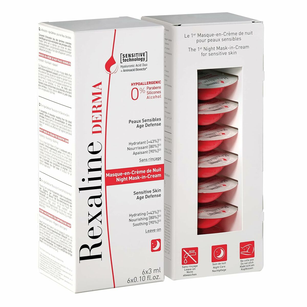 Moisturising Overnight Mask Rexaline Derma 3 ml x 6 Sensitive skin - Rexaline Maroc - Aylal Beauty