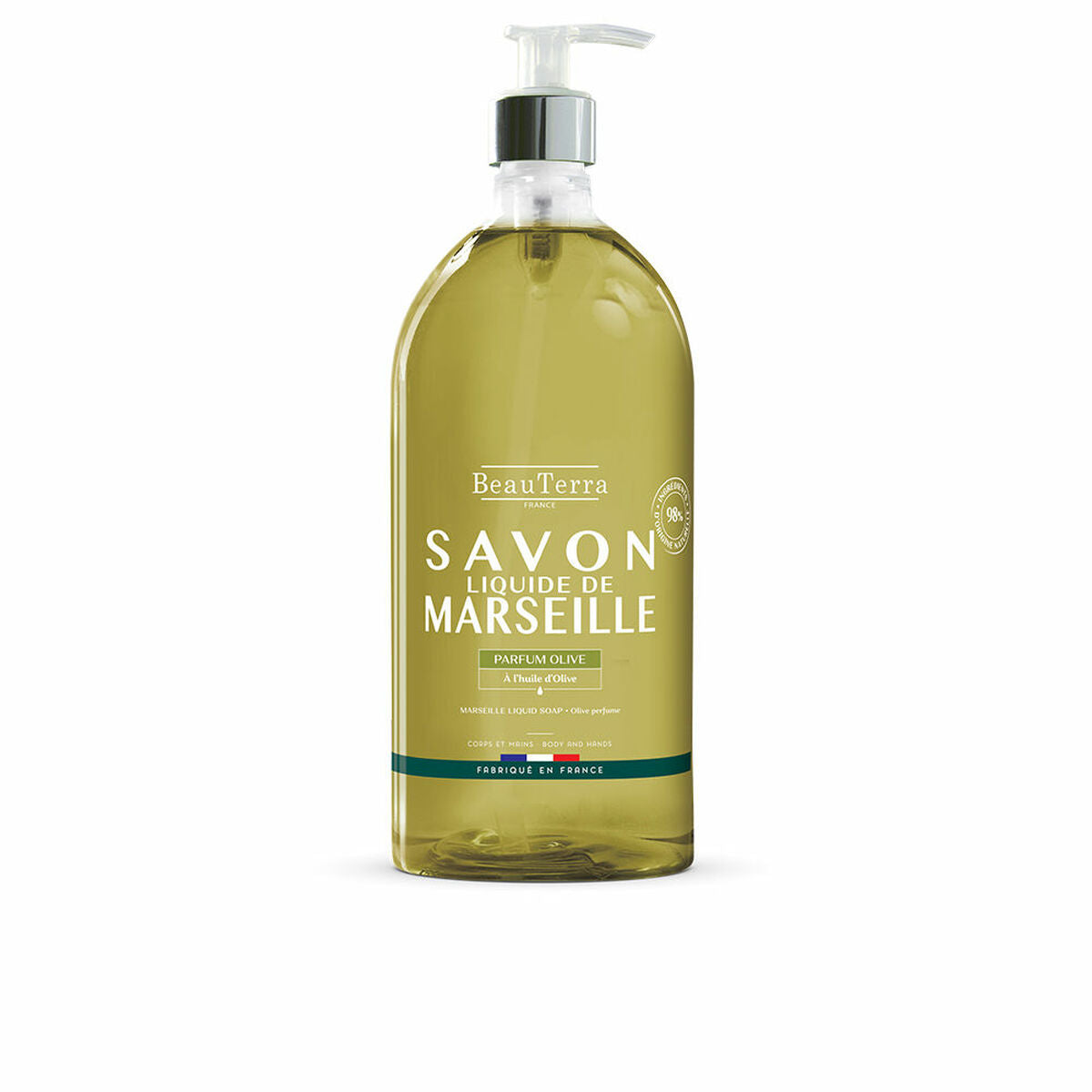 Liquid Soap Savon de Marseille Olive 1 L - Beauterra Maroc - Aylal Beauty