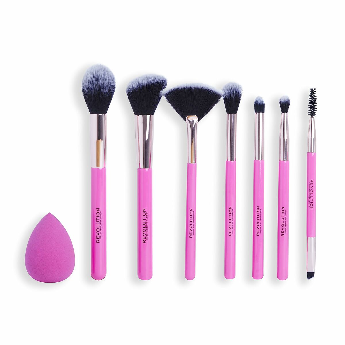 Set of Make-up Brushes The Brush Edit Pink 8 Pieces - Revolution Make Up Maroc - Aylal Beauty Set of Make-up Brushes The Brush Edit Pink 8 Pieces - Revolution Make Up Maroc - Aylal Beauty