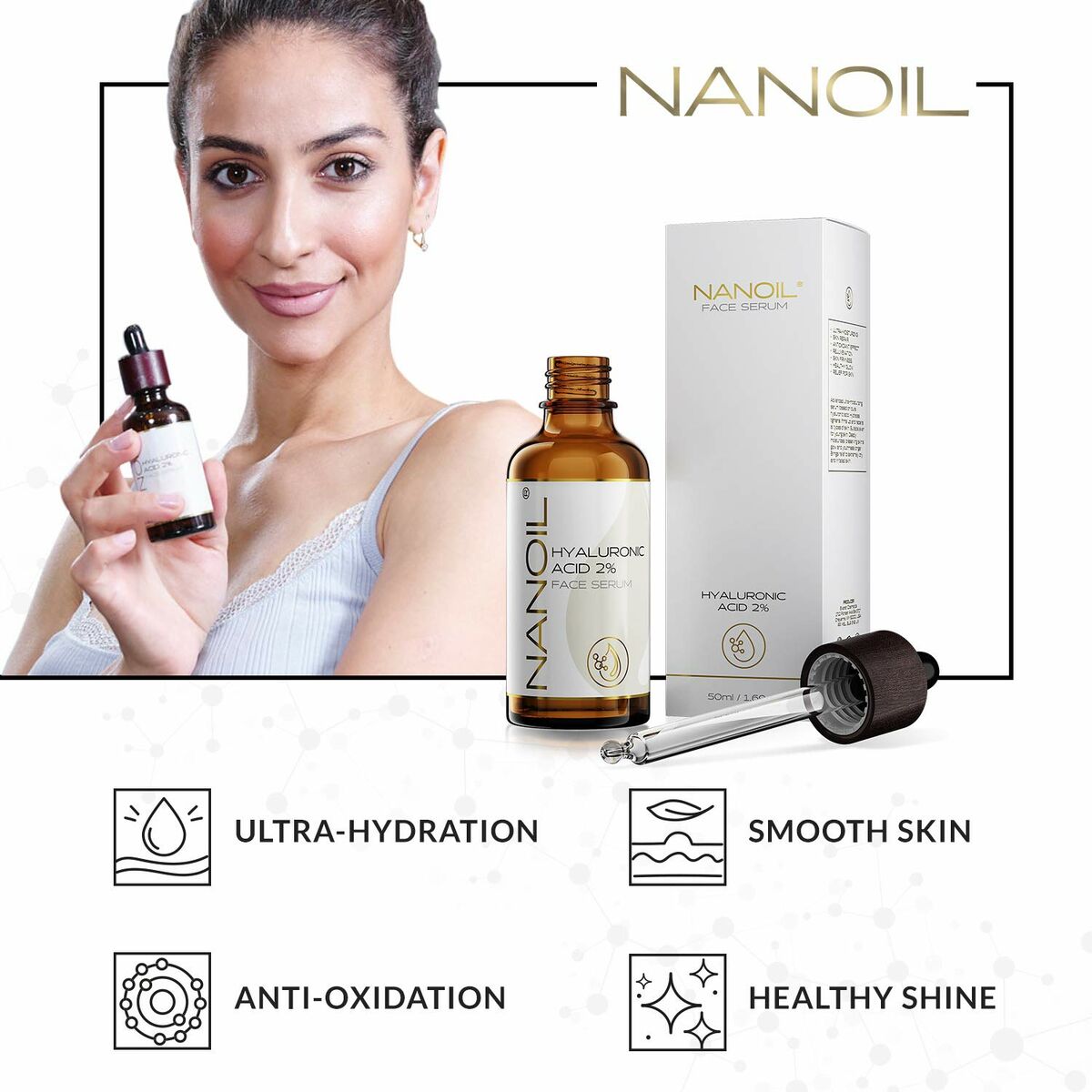 Facial Serium with Hyaluronic Acid (50 ml) - Nanoil Maroc - Aylal Beauty Facial Serium with Hyaluronic Acid (50 ml) - Nanoil Maroc - Aylal Beauty