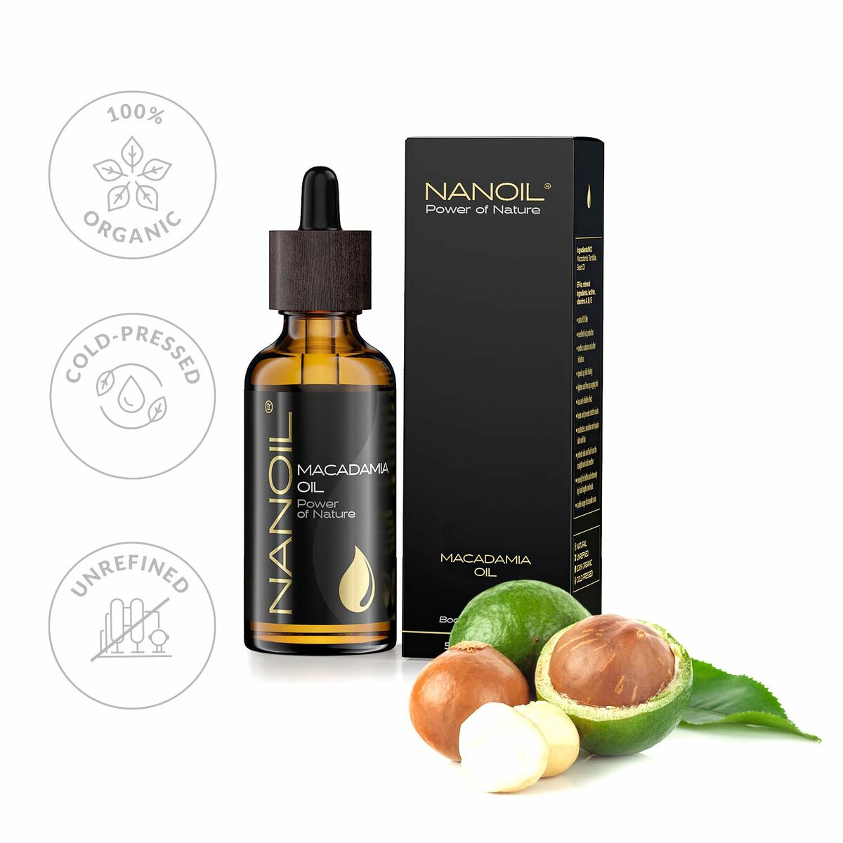 Body Oil Power Of Nature Macadamia nut oil (50 ml) - Nanoil Maroc - Aylal Beauty Body Oil Power Of Nature Macadamia nut oil (50 ml) - Nanoil Maroc - Aylal Beauty