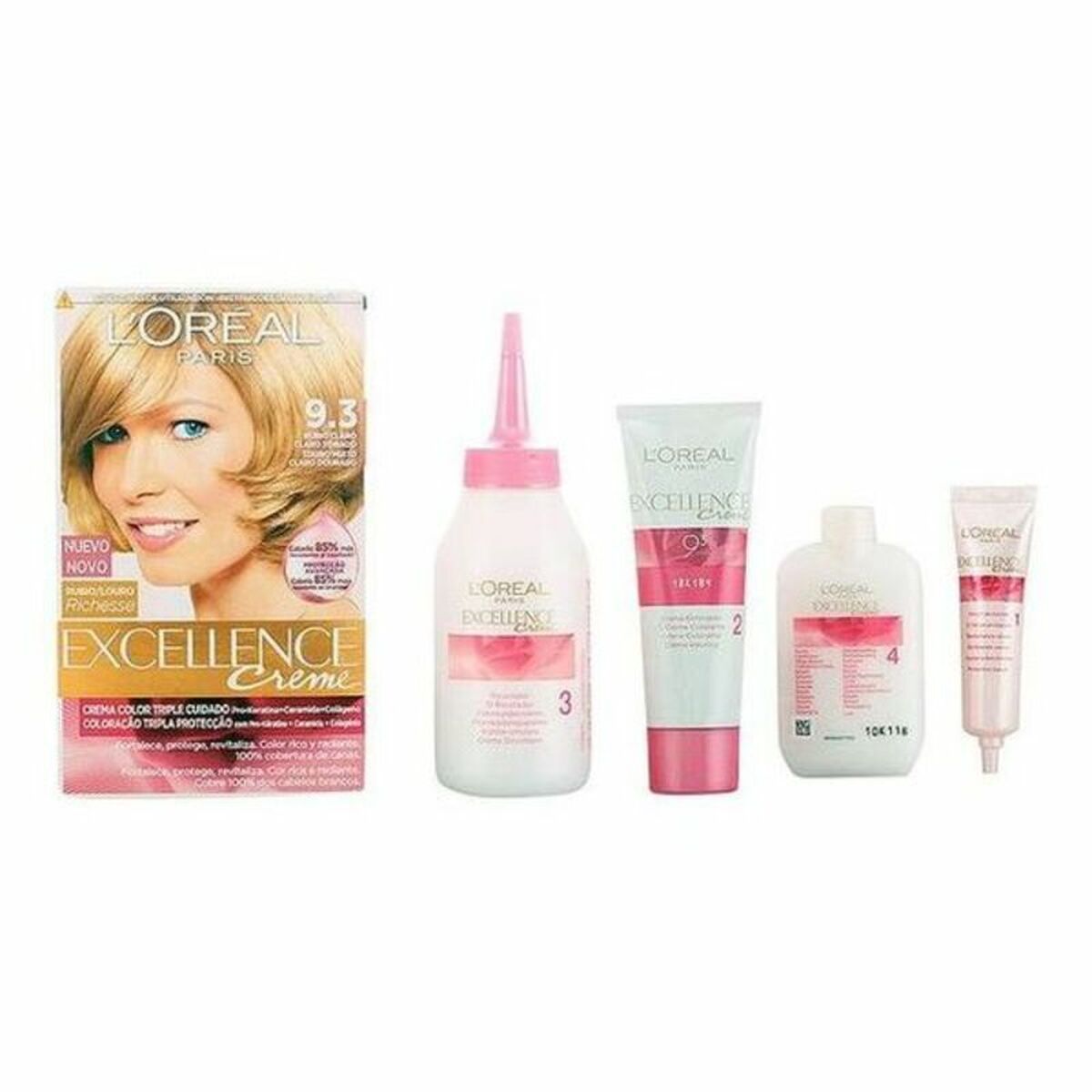 Permanent Dye Excellence Excellence Light Golden Blonde Nº 9.0-rubio muy claro Nº 8.0-rubio claro 192 ml - L'Oreal Make Up Maroc - Aylal Beauty