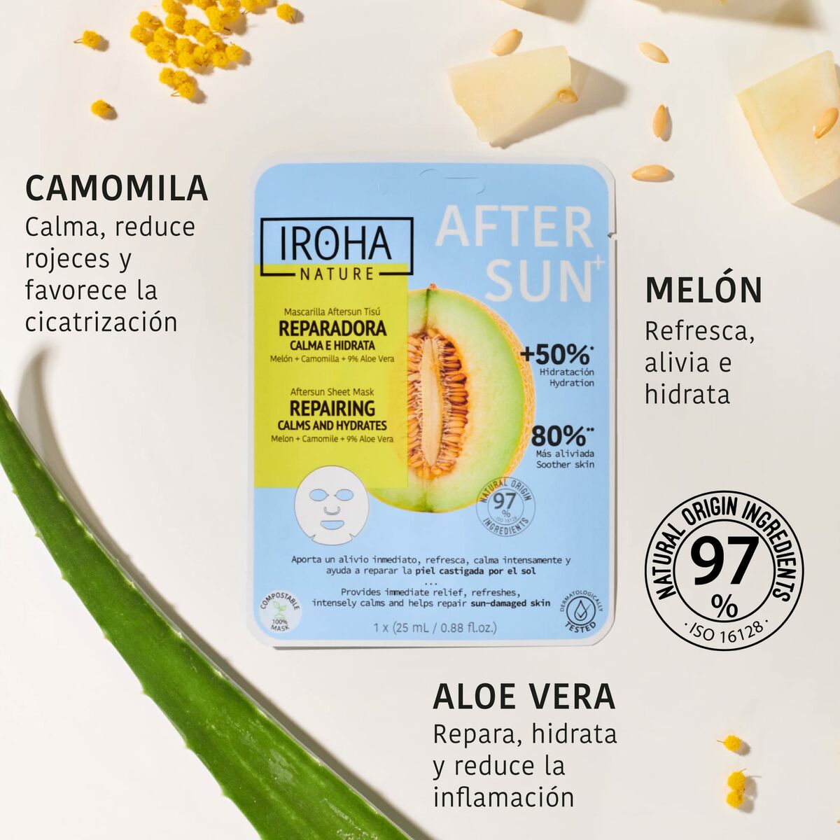 Facial Mask Iroha Repairing calms and hydrates Melon (1 Unit) - Iroha Maroc - Aylal Beauty Facial Mask Iroha Repairing calms and hydrates Melon (1 Unit) - Iroha Maroc - Aylal Beauty
