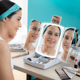 3-In-1 Folding LED Mirror with Make-up Organiser Panomir - InnovaGoods Maroc - Aylal Beauty