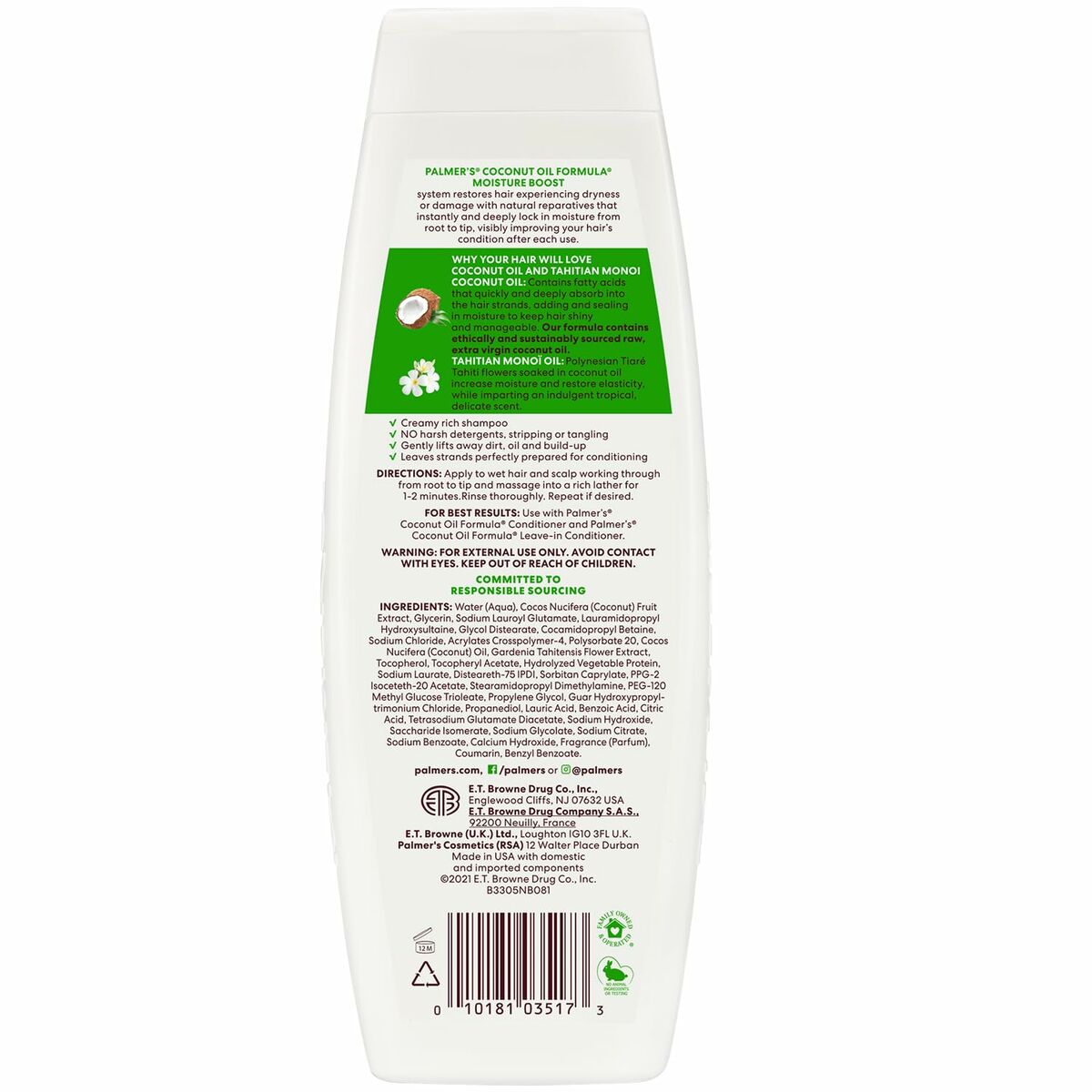 Shampoo Coconut Oil 400 ml - Palmer's Maroc - Aylal Beauty