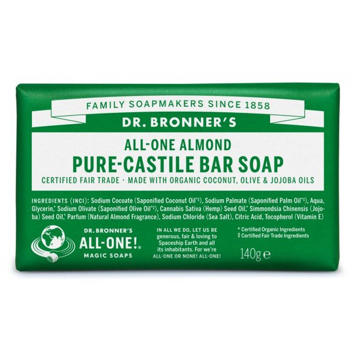 Soap Cake Dr Bronner's 140 g Almonds - Dr Bronner's Maroc - Aylal Beauty
