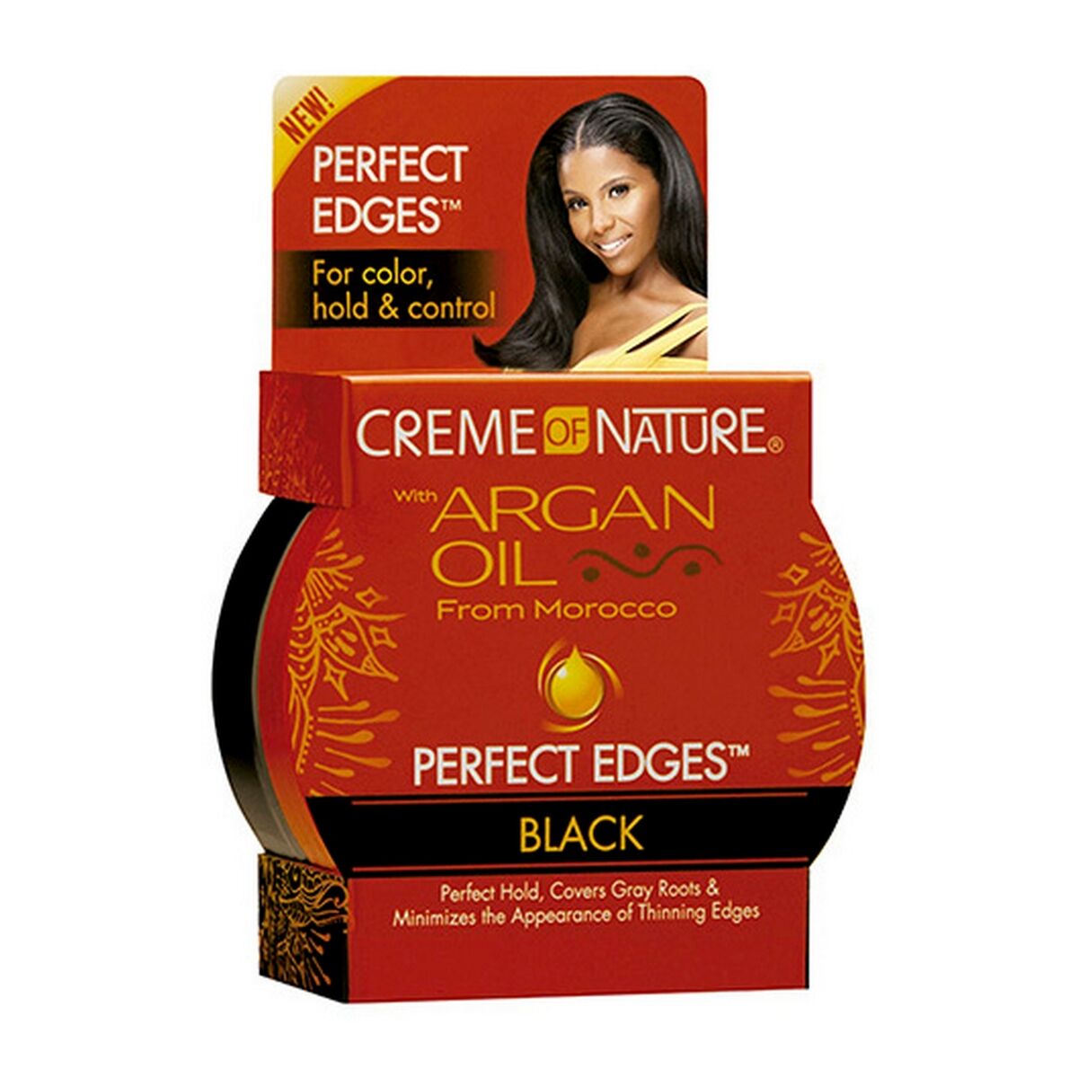 Strong Hold Cream Oil Perfect Edges Extra Black (63,7 g) - Creme Of Nature Maroc - Aylal Beauty