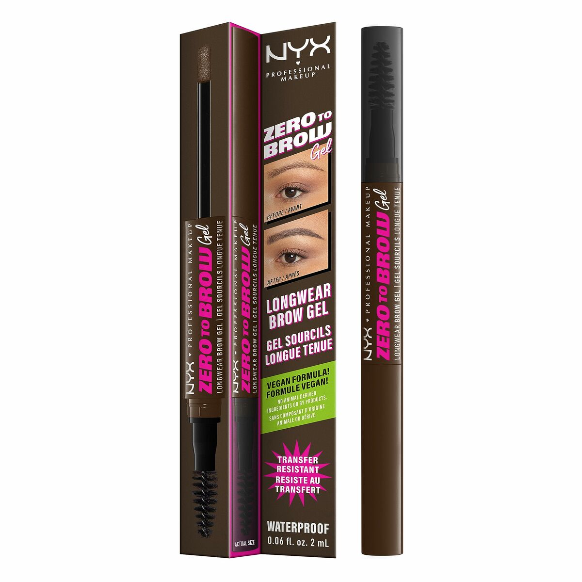 Eyebrow Volumising Gel Zero To Brow Nº 07 Espresso 2 ml - NYX Maroc - Aylal Beauty