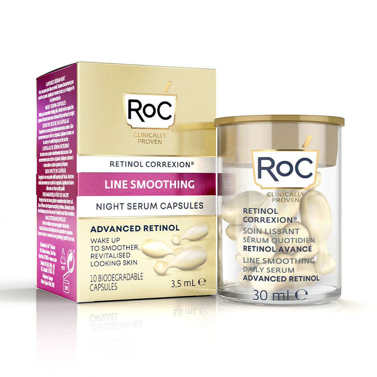 Night Serum Line Smoothing 3,5 ml x 10 Softening Capsules - Roc Maroc - Aylal Beauty