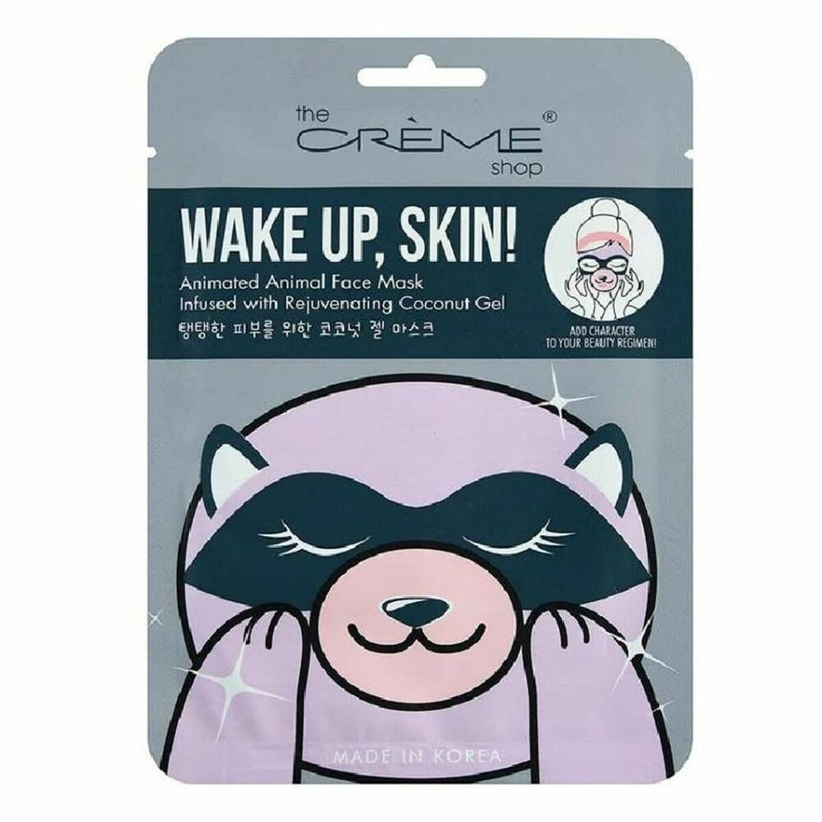 Facial Mask Wake Up, Skin! Raccoon (25 g) - The Crème Shop Maroc - Aylal Beauty