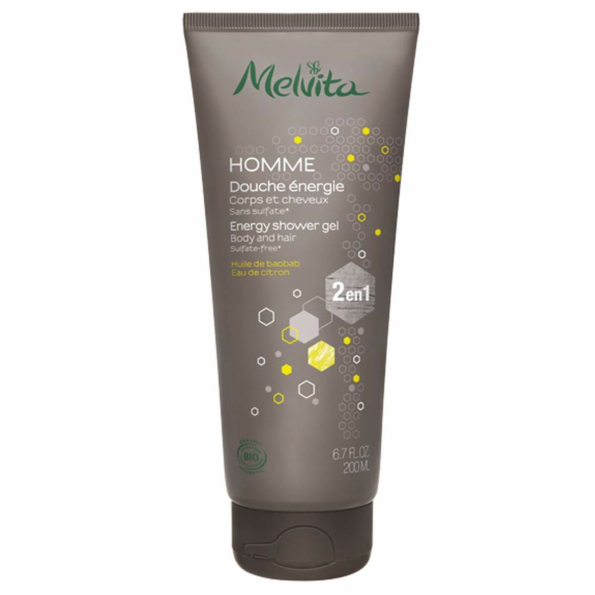 2-in-1 Gel and Shampoo MELVITA HOMME 200 ml Energizing - Melvita Maroc - Aylal Beauty