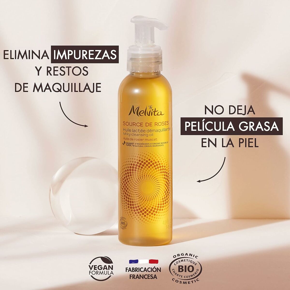 Make-up Remover Oil Nectar De Roses 145 ml - Melvita Maroc - Aylal Beauty