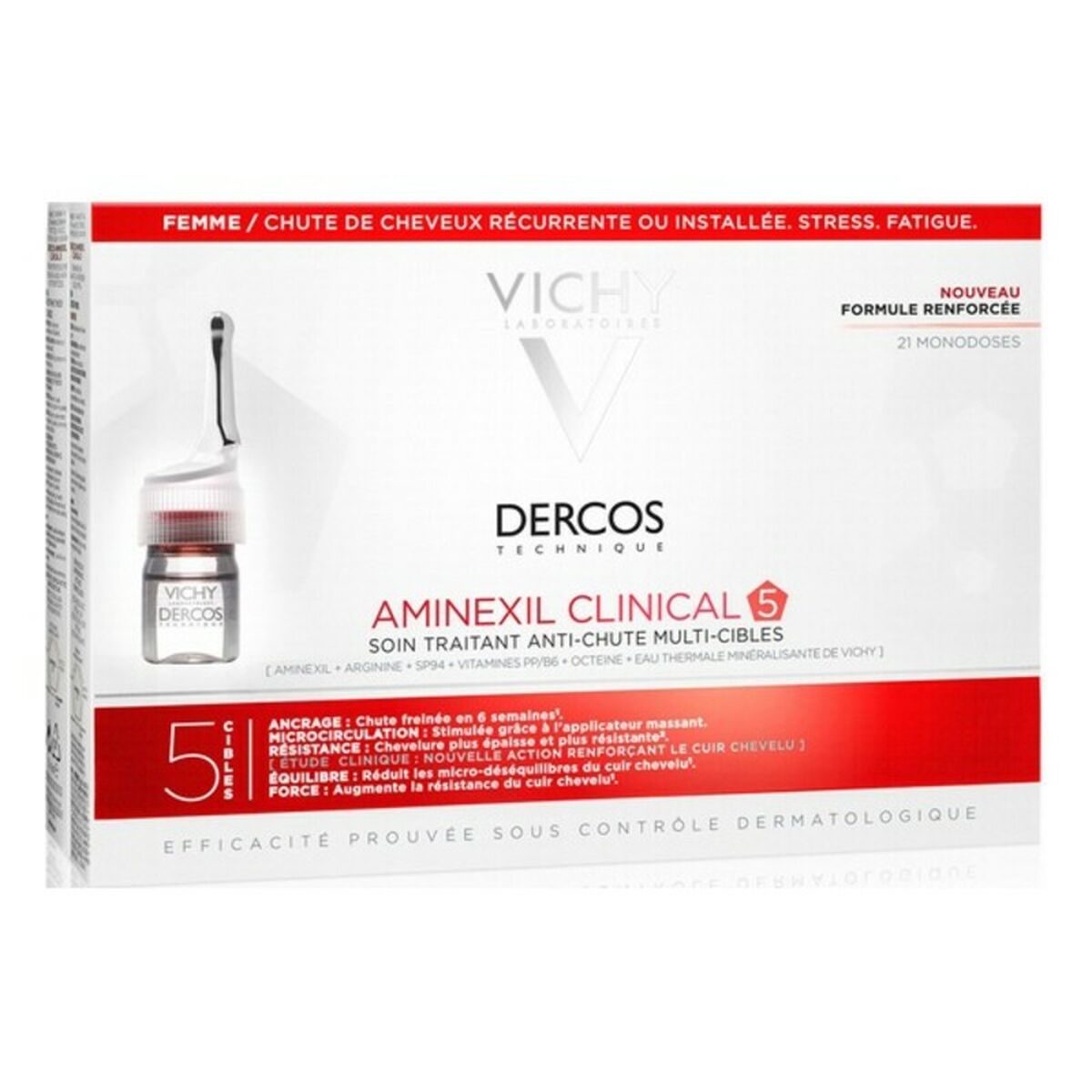 Anti-Hair Loss Treatment Dercos 12585750 6 ml (21 x 6 ml) - Vichy Maroc - Aylal Beauty