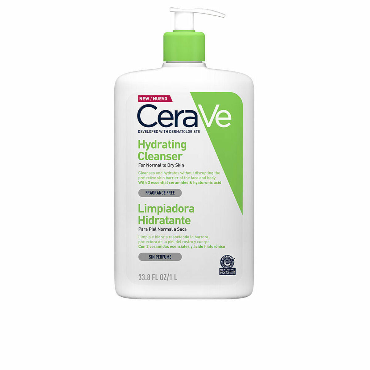 Facial Cleansing Gel CeraVe Hydrating Cleanser 1 L - CeraVe Maroc - Aylal Beauty