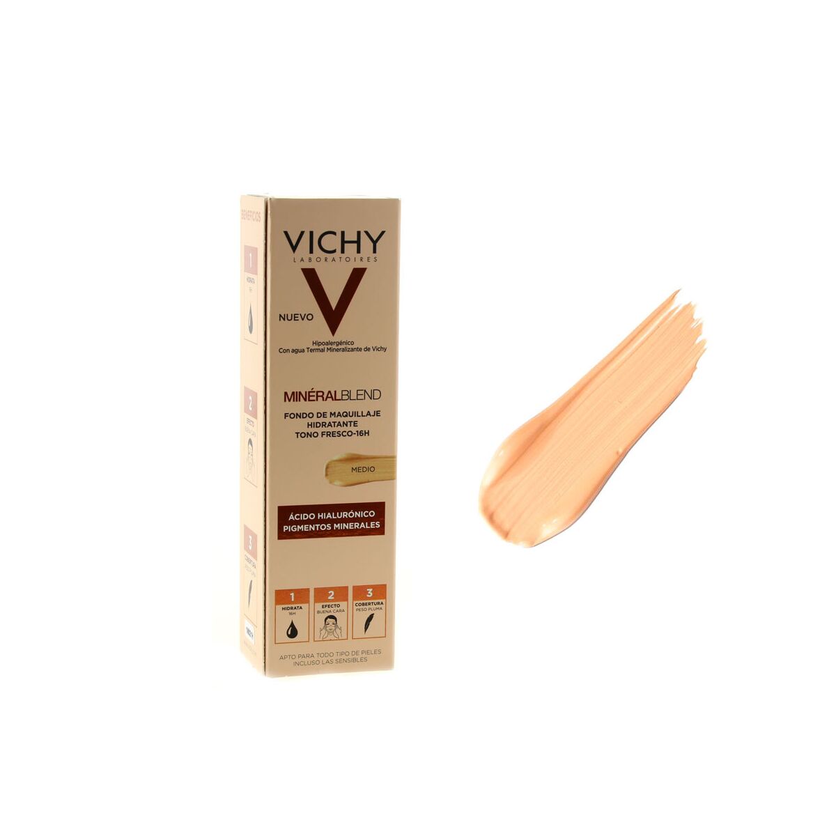 Fluid Foundation Make-up Vichy Mineral Blend Medium Tone 30 ml - Vichy Maroc - Aylal Beauty