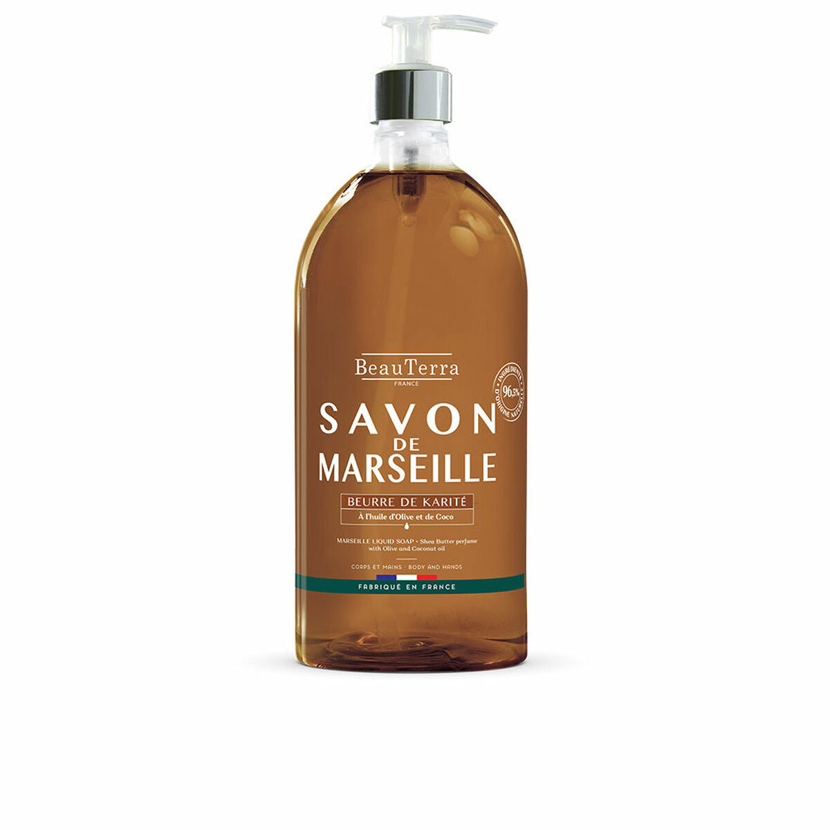 Liquid Soap Savon de Marseille Shea Butter 1 L - Beauterra Maroc - Aylal Beauty