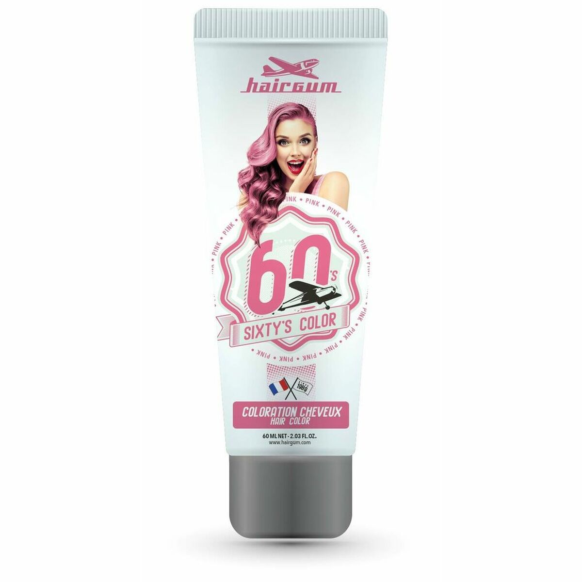 Semi-permanent Colourant Hairgum Sixty's Color Pink (60 ml) - Hairgum Maroc - Aylal Beauty