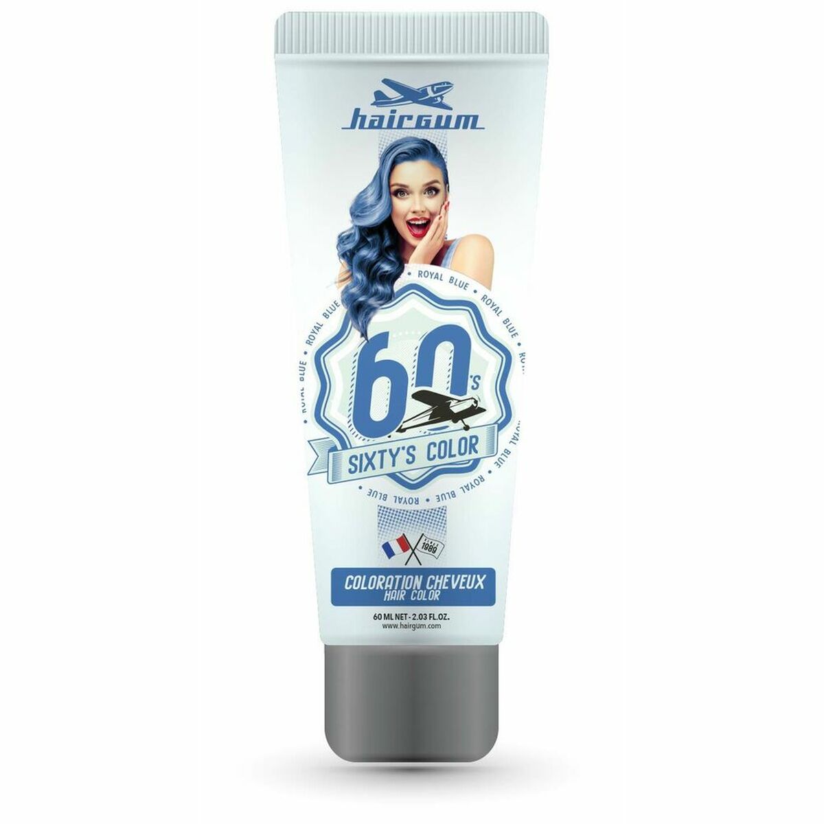 Semi-permanent Colourant Hairgum Sixty's Color royal blue (60 ml) - Hairgum Maroc - Aylal Beauty