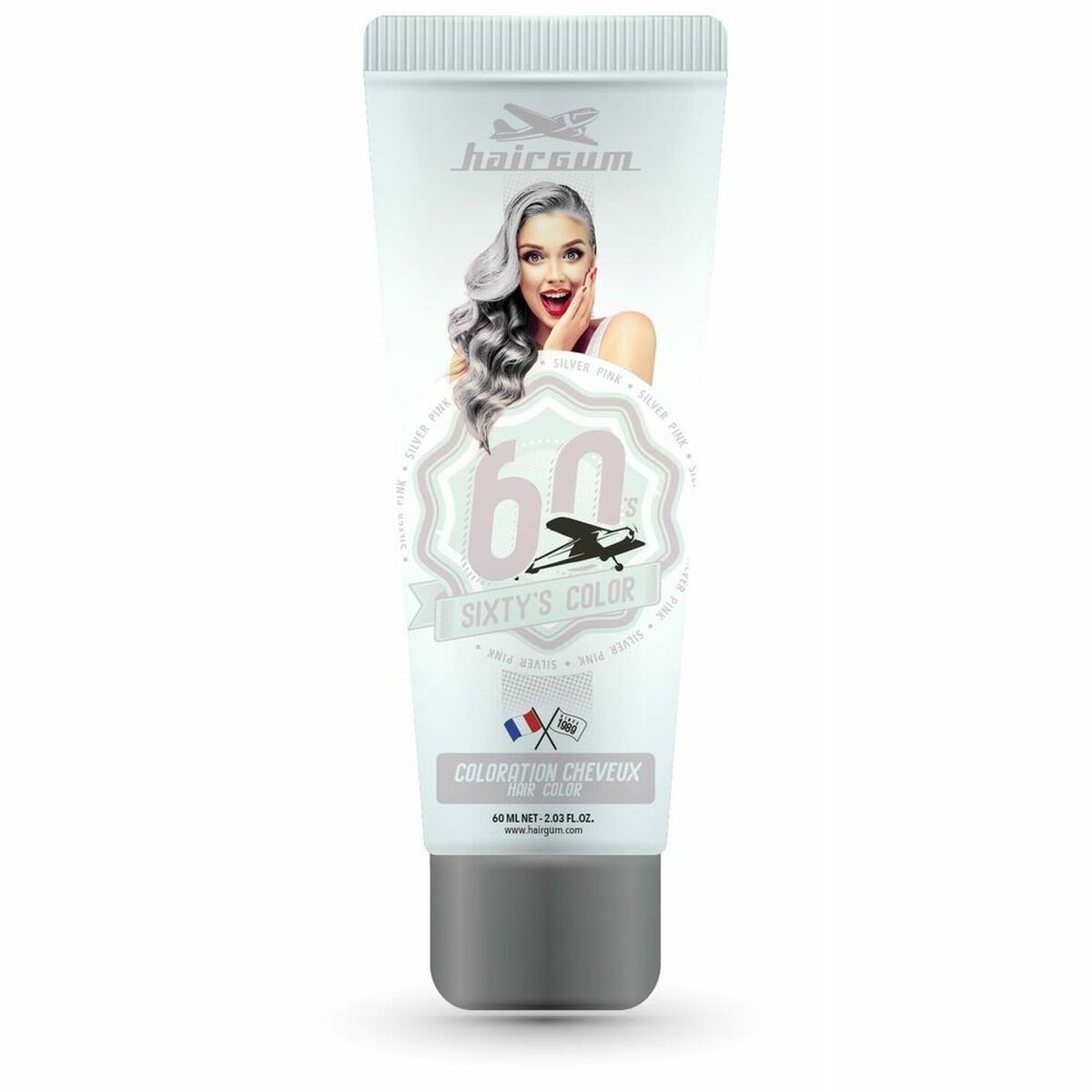 Semi-permanent Colourant Hairgum Sixty's Color silver pink (60 ml) - Hairgum Maroc - Aylal Beauty