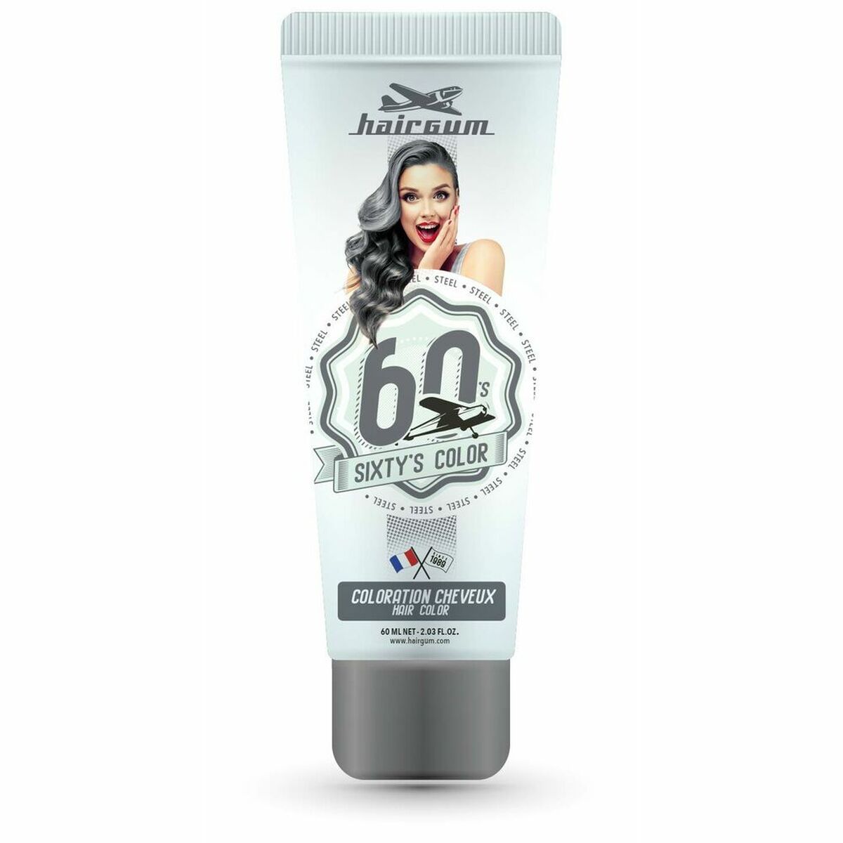 Semi-permanent Colourant Hairgum Sixty's Color Steel (60 ml) - Hairgum Maroc - Aylal Beauty