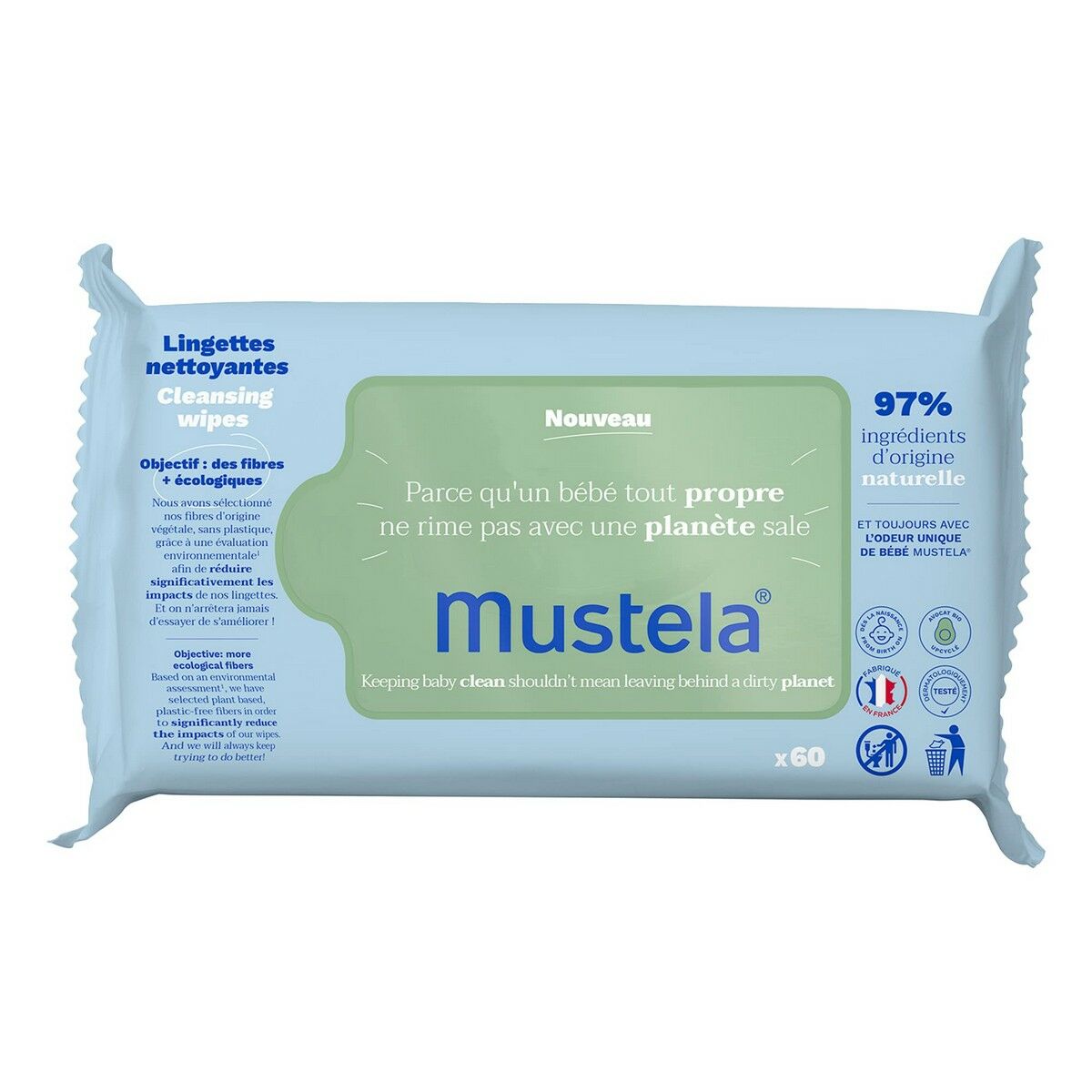 Moist Wipes 60 Units - Mustela Maroc - Aylal Beauty