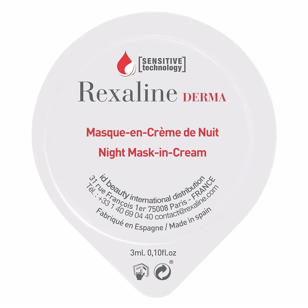 Moisturising Overnight Mask Rexaline Derma 3 ml x 6 Sensitive skin - Rexaline Maroc - Aylal Beauty