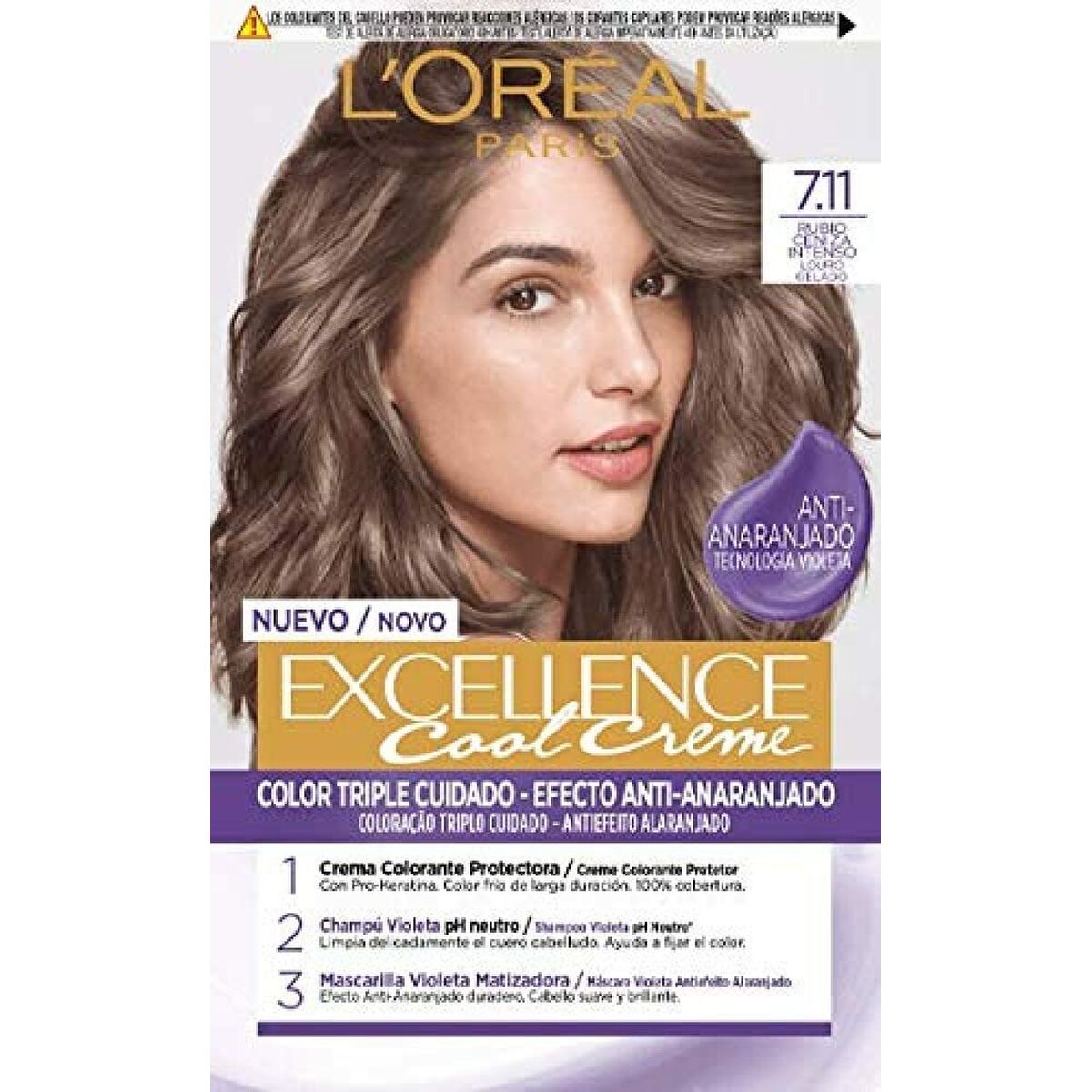 Permanent Colour Creme L'Oreal Make Up Excellence Cool Creme Intense Ash Blonde 7,11 - L'Oreal Make Up Maroc - Aylal Beauty