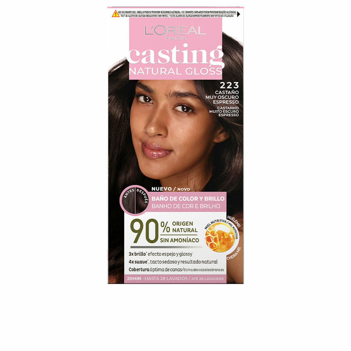 Semi-permanent Colourant Casting Natural Gloss Ammonia-free Nº 223-castaño muy oscuro espresso (180 ml) - L'Oreal Make Up Maroc - Aylal Beauty