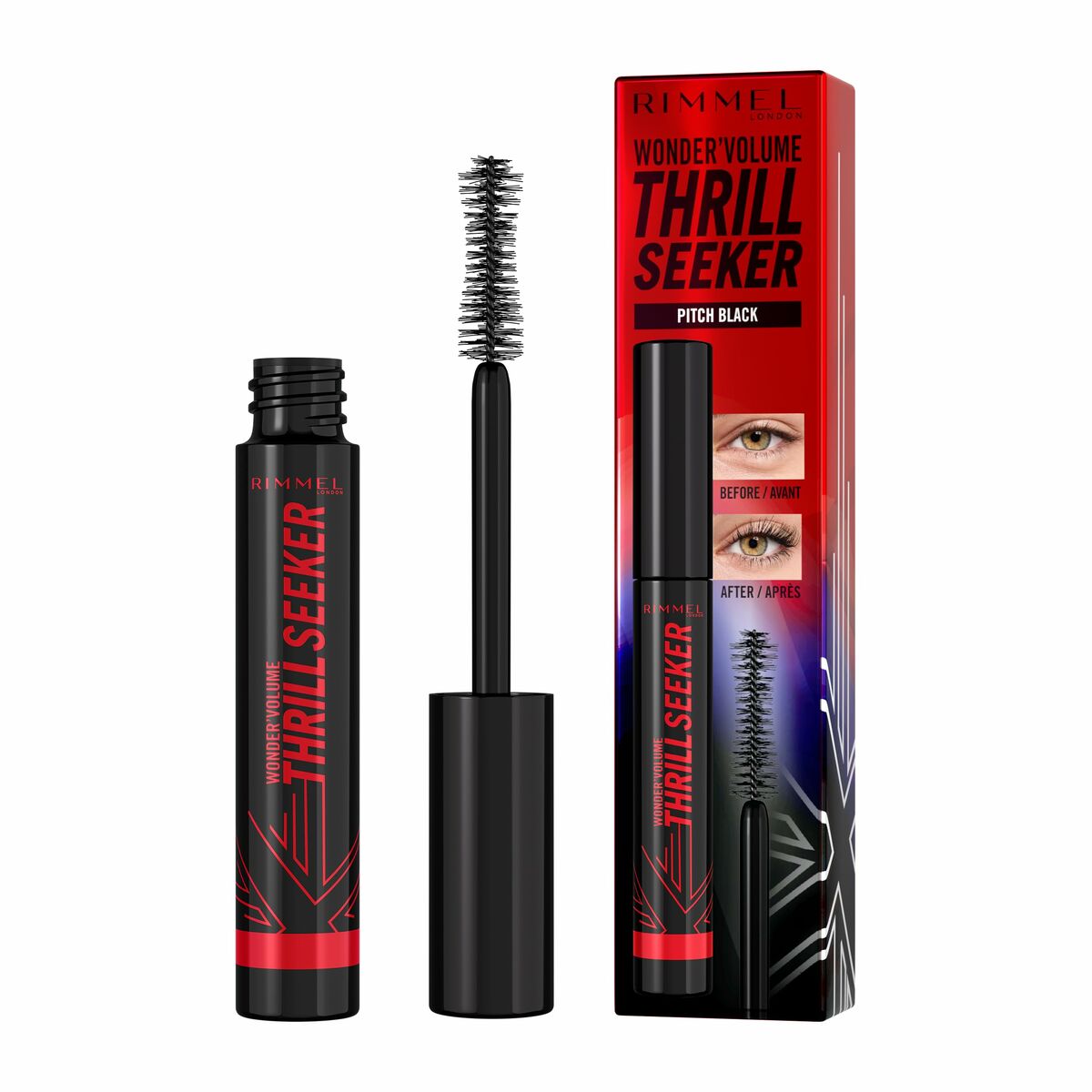 Mascara Volume Thrill Seeker Nº 004 Pitch Black 8 ml - Rimmel London Maroc - Aylal Beauty