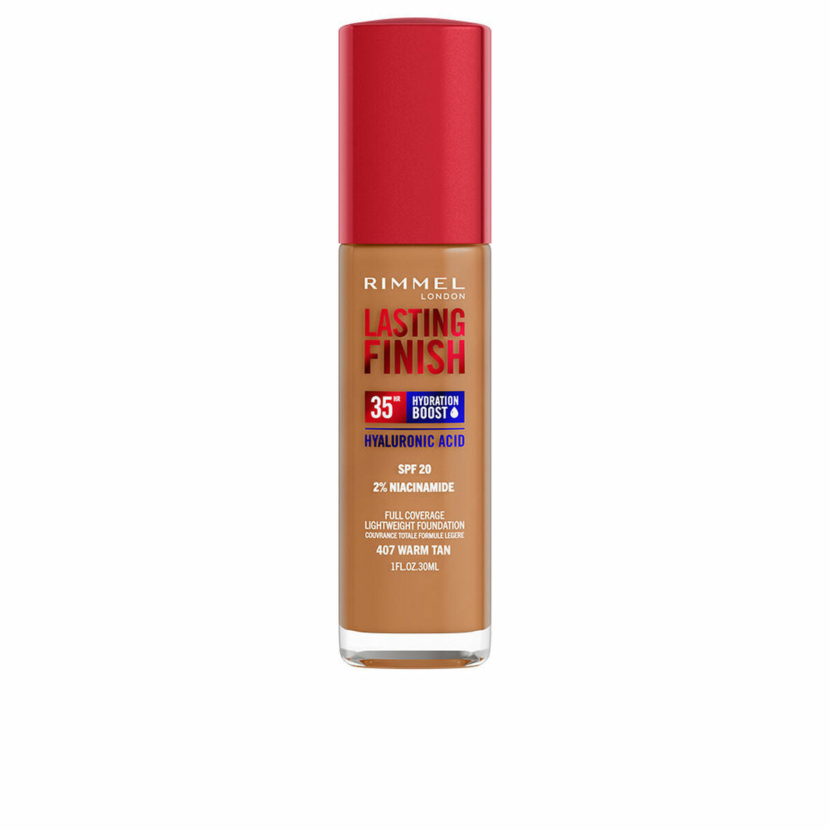 Crème Make-up Base Lasting Finish Nº 407 Warm Tan Spf 20 30 ml - Rimmel London Maroc - Aylal Beauty