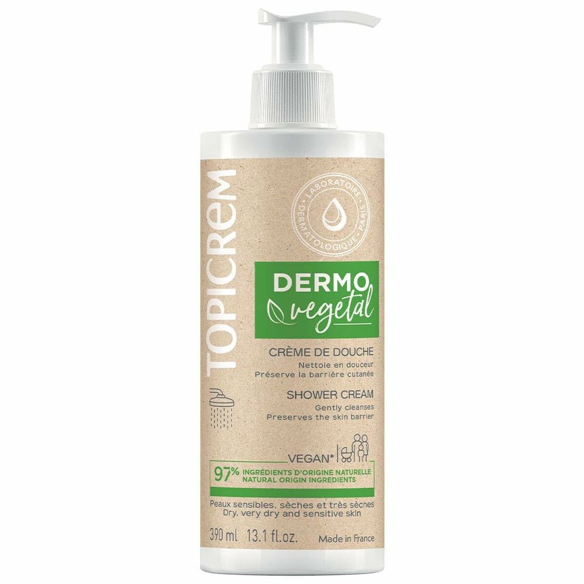 Shower Cream Topicrem Dermovegetal 390 ml - Topicrem Maroc - Aylal Beauty