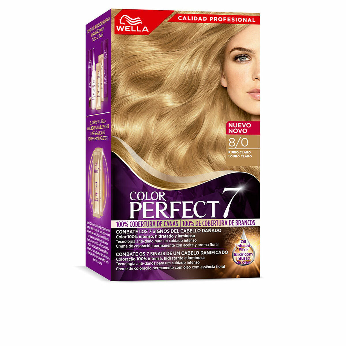 Permanent Dye Color Perfect 7 Nº 8/0 Grey Hair Light Blonde 60 ml - Wella Maroc - Aylal Beauty