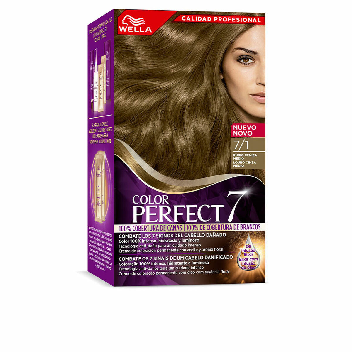 Permanent Dye Color Perfect 7 Nº 7/1 Grey Hair Ash Blonde 60 ml - Wella Maroc - Aylal Beauty