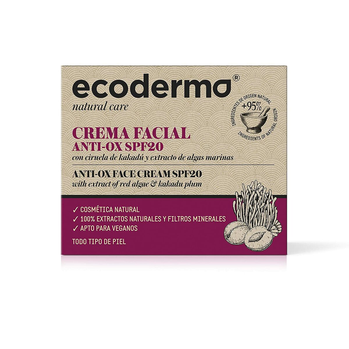 Facial Cream Anti-Ox Spf 20 (50 ml) - Ecoderma Maroc - Aylal Beauty