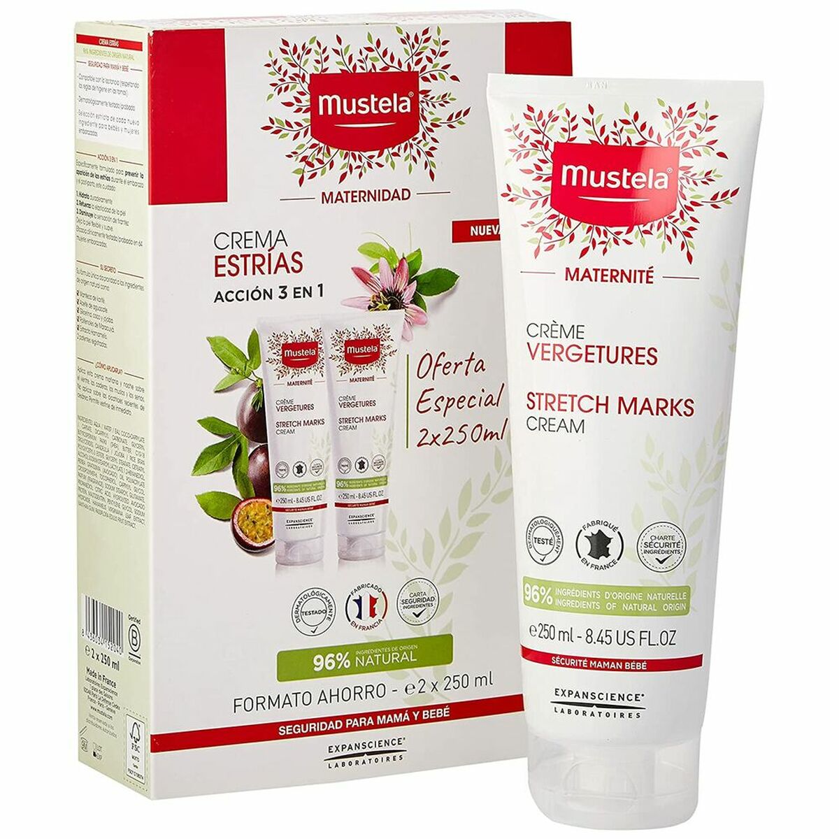 Anti-Stretch Mark Cream 48623 3-in-1 (2 x 250 ml) - Mustela Maroc - Aylal Beauty