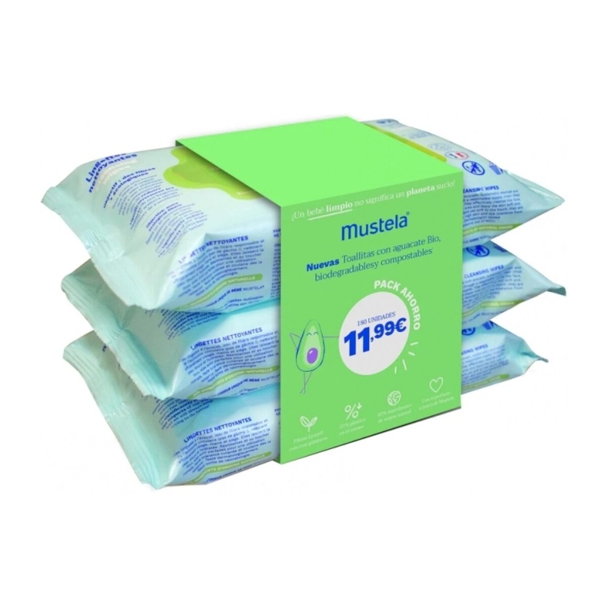 Moist Wipes 180 Units - Mustela Maroc - Aylal Beauty