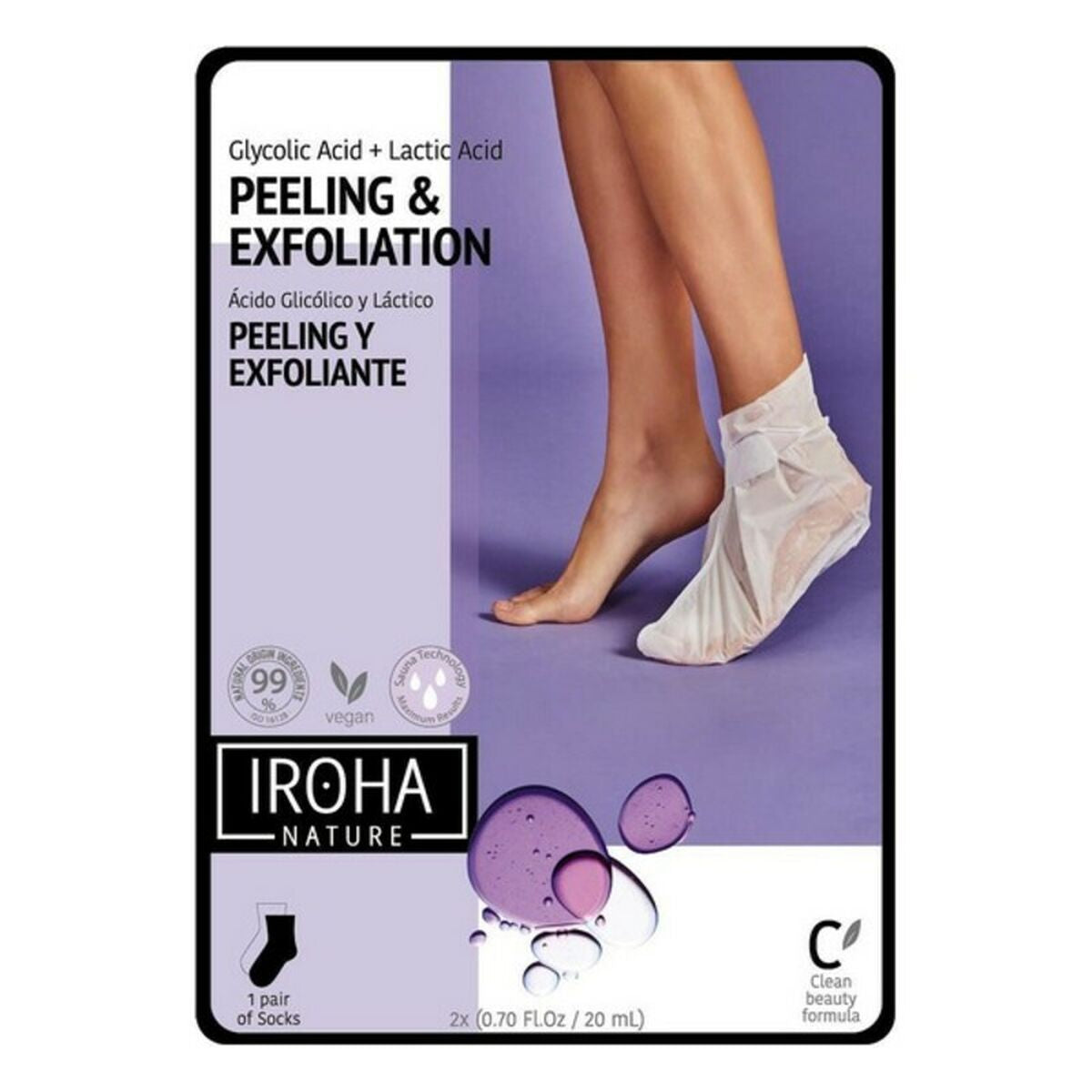 Moisturising Socks Peeling and Exfoliation Lavender IN/FOOT-3 (1 Unit) - Iroha Maroc - Aylal Beauty