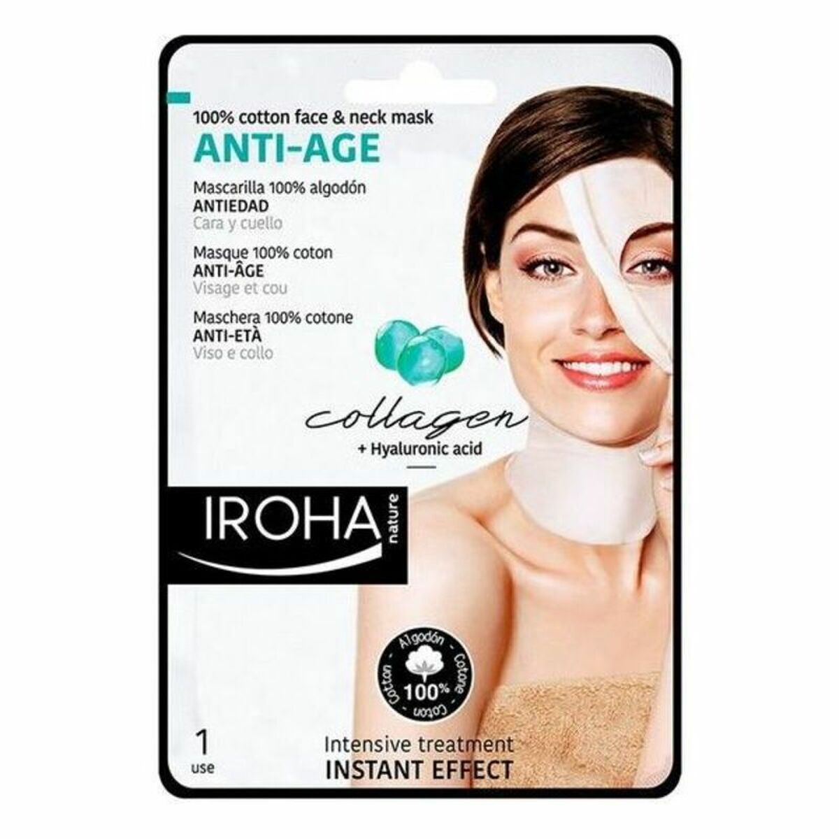 Anti-Ageing Revitalising Mask Cotton Face & Neck Cotton Face Neck Mask (1 Unit) - Iroha Maroc - Aylal Beauty