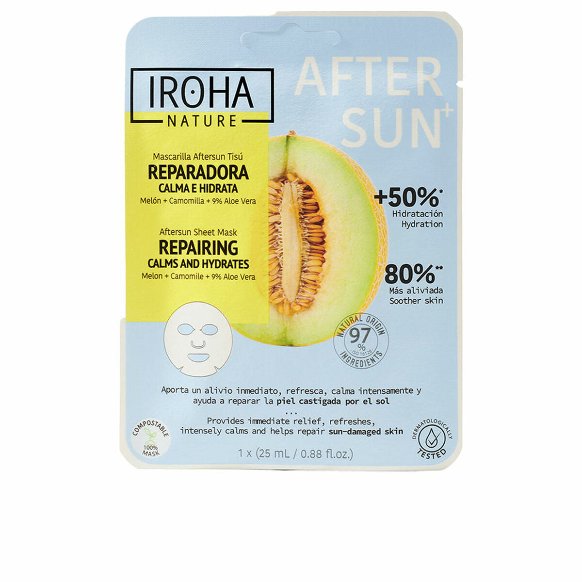 Facial Mask Iroha Repairing calms and hydrates Melon (1 Unit) - Iroha Maroc - Aylal Beauty