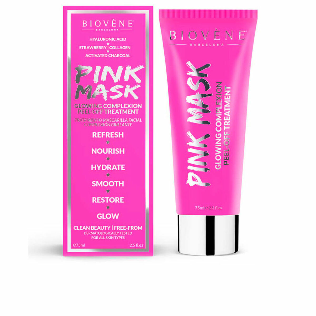 Facial Mask Peel Off Pink 75 ml - Biovène Maroc - Aylal Beauty