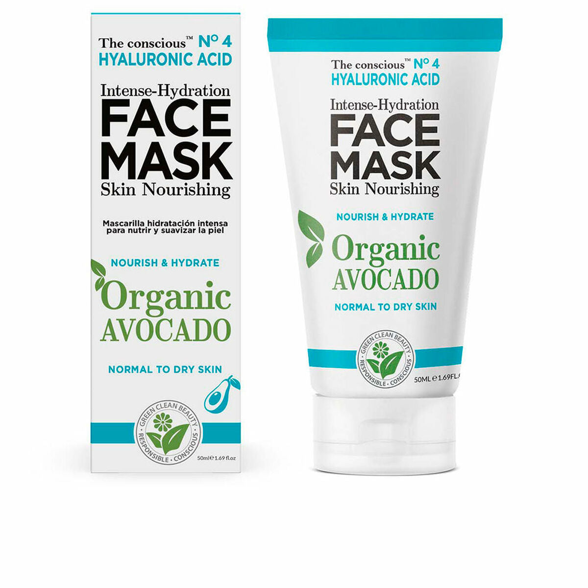 Moisturizing Facial Mask The Conscious Hyaluronic Acid Avocado (50 ml) - The Conscious Maroc - Aylal Beauty