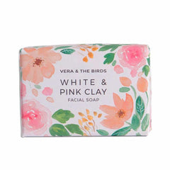 Natural Soap Bar White & Pink Clay White Pink Clay 100 g - Vera & The Birds Maroc - Aylal Beauty